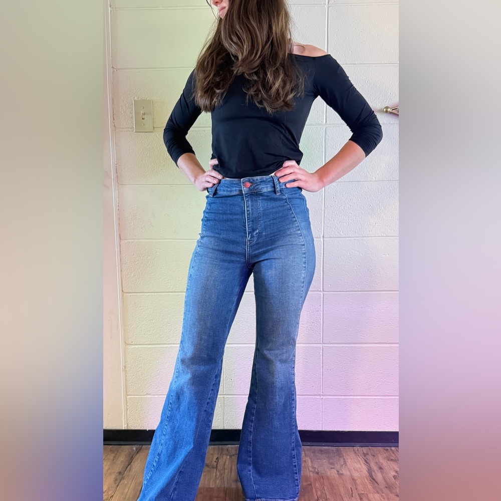 Pilcro Ultra High Rise Flare Jeans by Anthropologie